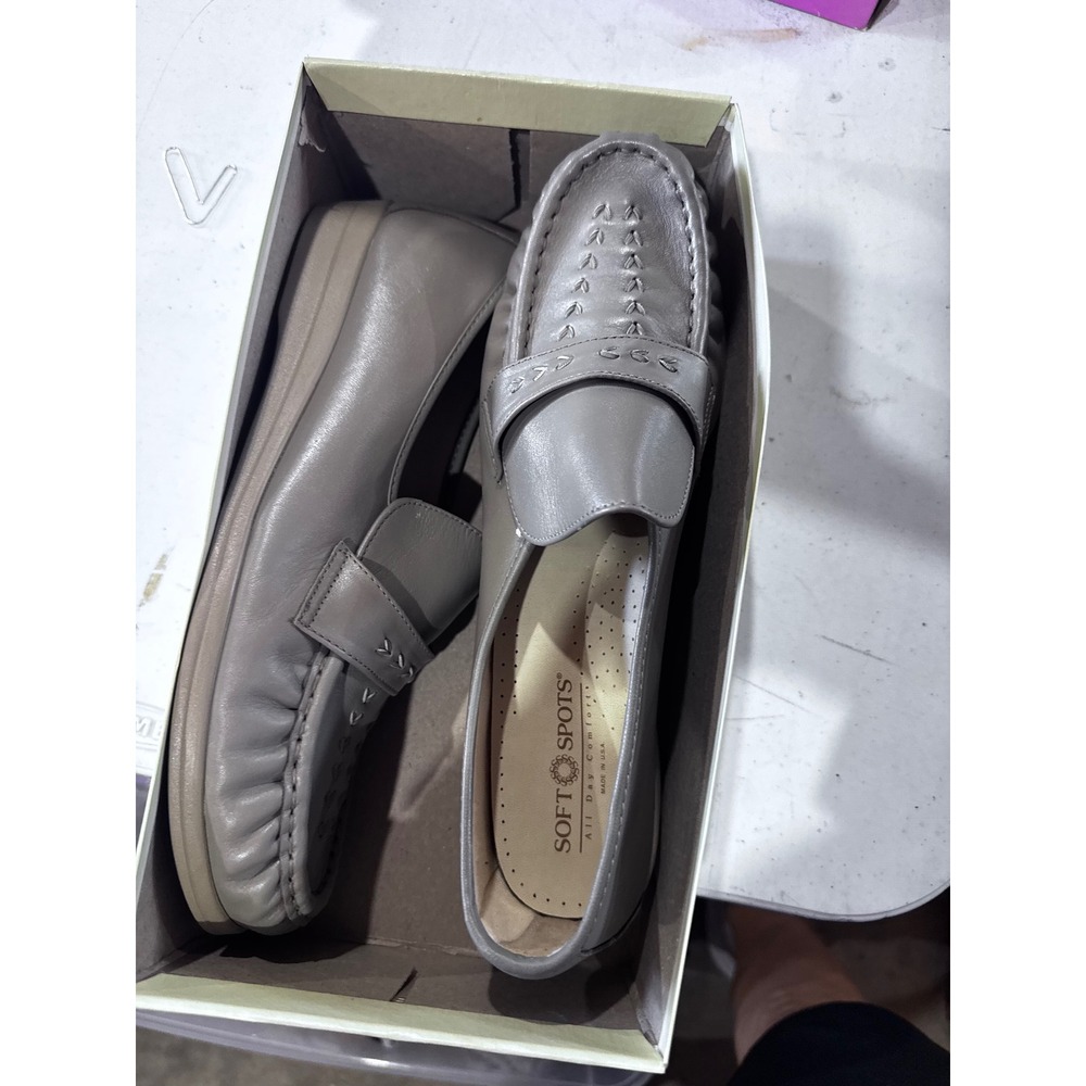 Soft Spots Venus Lite Taupe Leather Loafers Womens 12 M Comfort Slip On Shoes